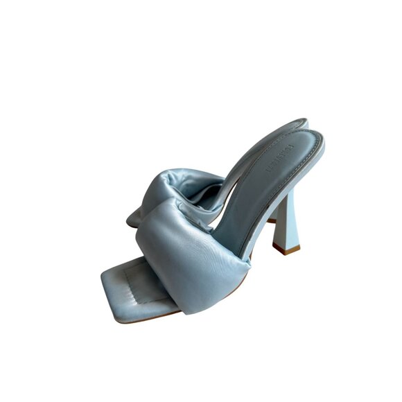 F21 Light Powder Blue Padded Pillow Strap Sandals Heels Size 7.5 - Picture 9 of 10